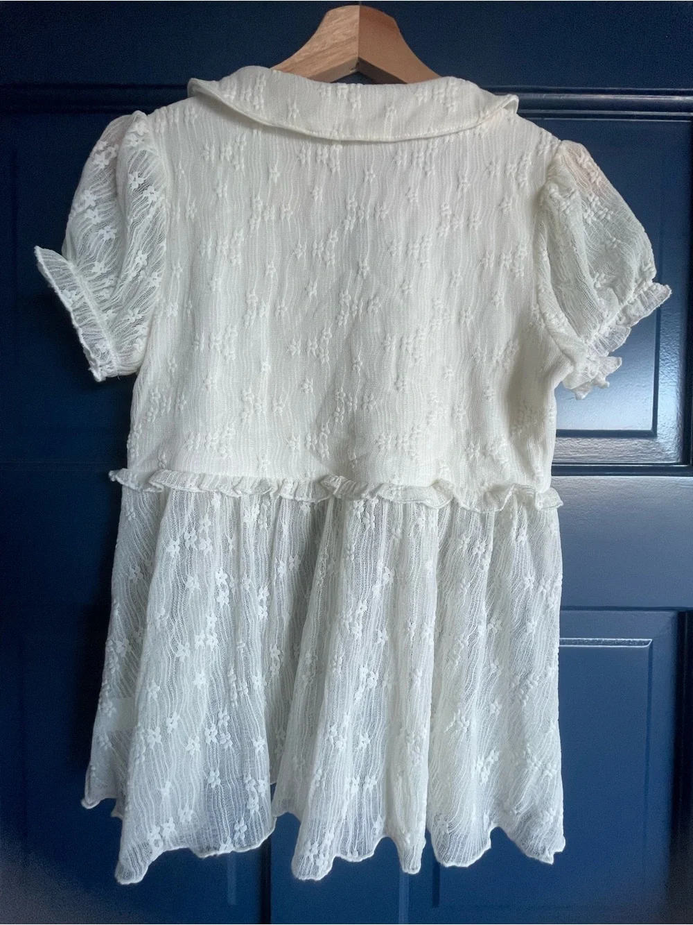 Frankee & Skylarr White Floral Lace Peplum Babydoll Top - Size Women’s/Juniors L